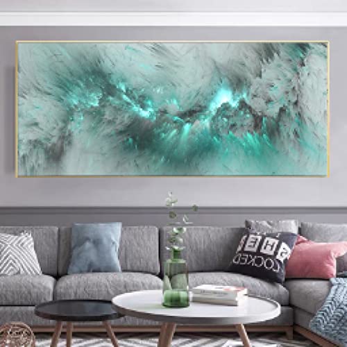 Tableau moderne vert nuage abstrait pour un salon chaleureux et design