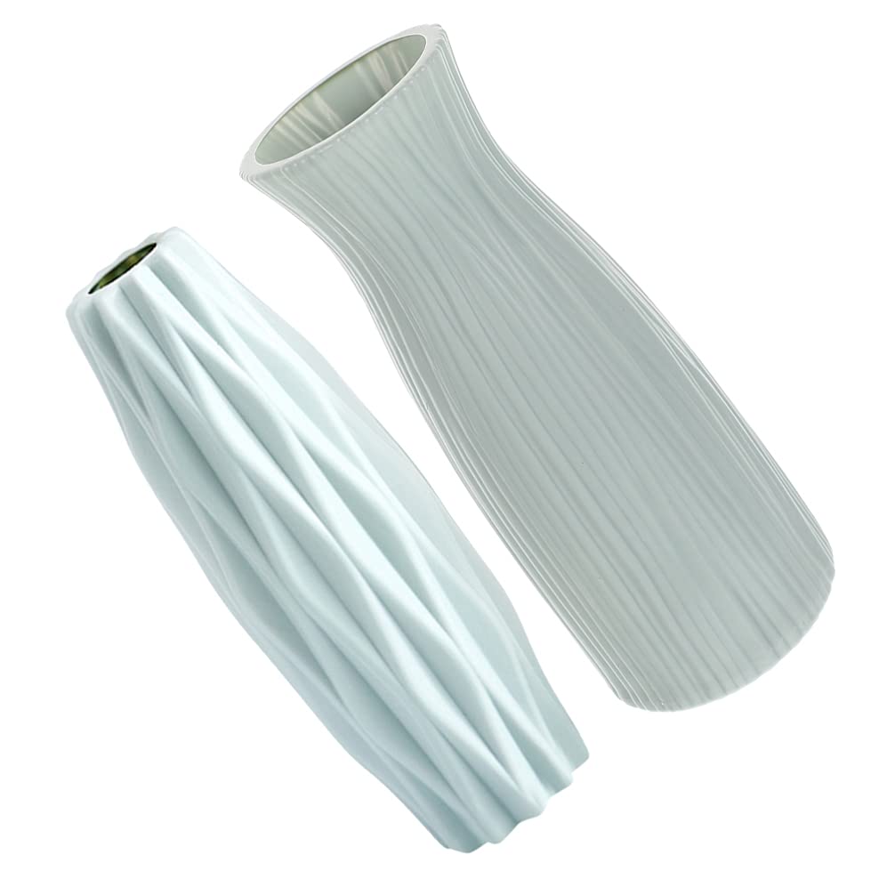 VAKUUM Ceramic Rose Vase 2pcs Minimalist Vase Plastic Flower Vases Nordic Style Floral Vase Flower Arrangement Holder for Home Office Kitchen Living Room Decor Table Vase Ornament