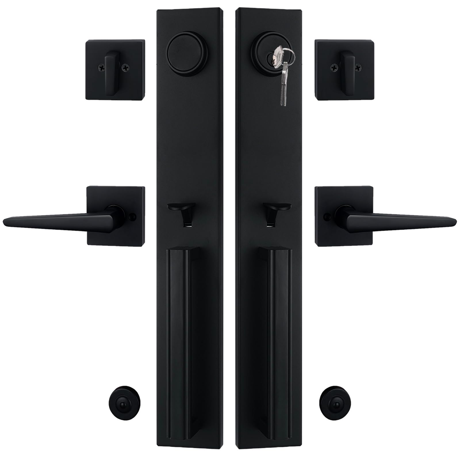 NEWBANG Juego de manijas de puerta doble color negro mate
