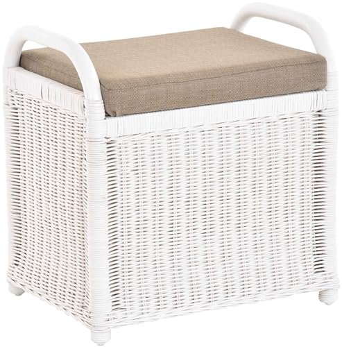 Korb-Outlet Rattan Sitzbank Sitzhocker mit Stauraum Rattanhocker mit...