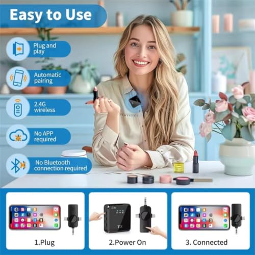 Image of DDLC Dual Wireless Lavalier Microphone for Android & iPhone | Noise Cancellation | Plug & Play | Mini Clip Mic for Video Recording | Vlogging & Live Streaming with Charging Case (F11)