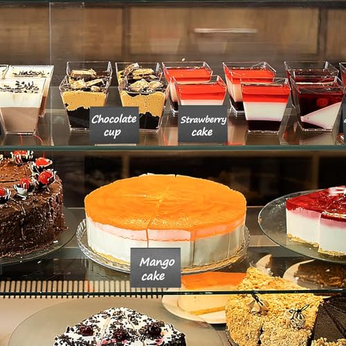 Image of Climberty 12Pcs Reuseable Price Display Stands 4 inch x 3 inch Chalkboard Stand for Displaying Price, Dish Name, with White Marker & Wipe Cloth, Versatile Samll Display Stand for Buffet Party, Bakery