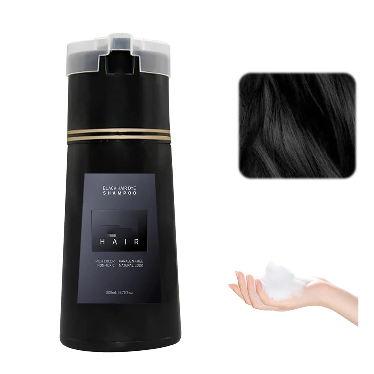 Nova Hair Instant Dye Shampoo,Refresh Hair Instant Herbal Coloring Shampoo,Natural Plant Hair Instant Dye Shampoo,Hair Color Shampoo for Gray Hair for Women and Men (Black)