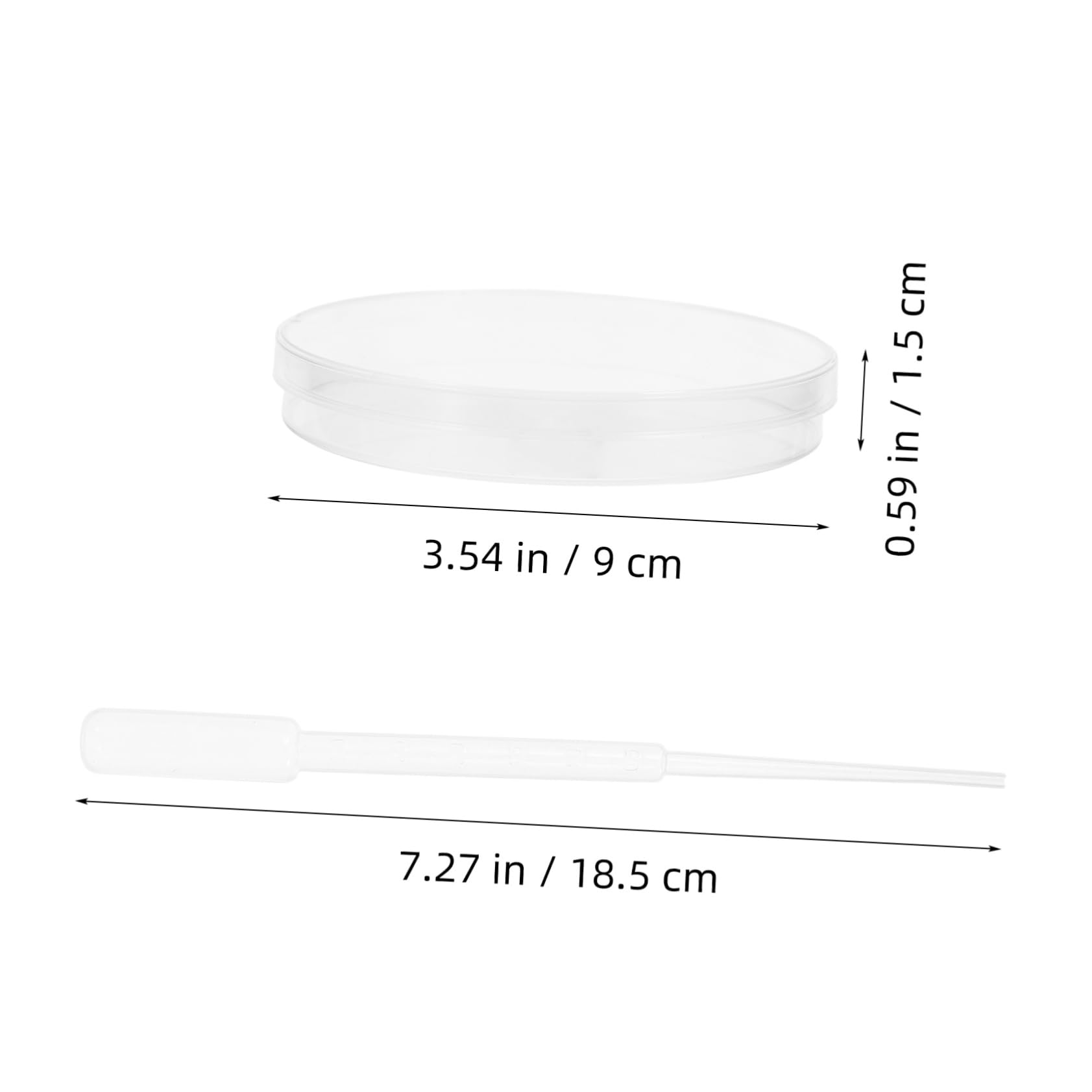 Unomor 20pcs 90 * 15mm Petri Dishes 10pcs 3ml Pipettes Plastic Science Experiment Dishes