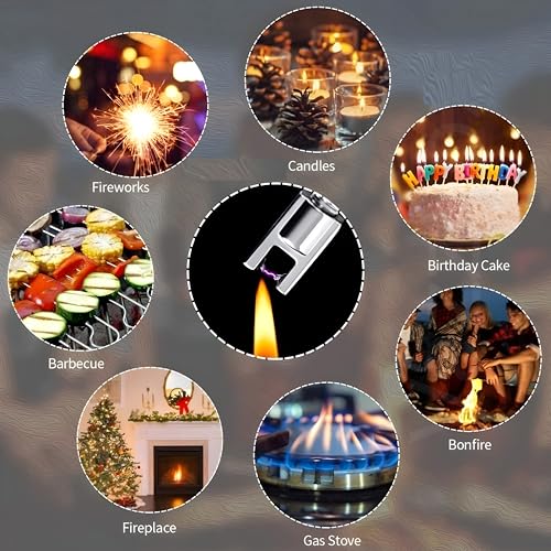 Image of Electric Rechargeable Gas Lighter with 360 Flexible Neck USB Charging Cable | Kitchen Gas Stove Lighter Multi-Purpose Windproof Aluminum Multicolor