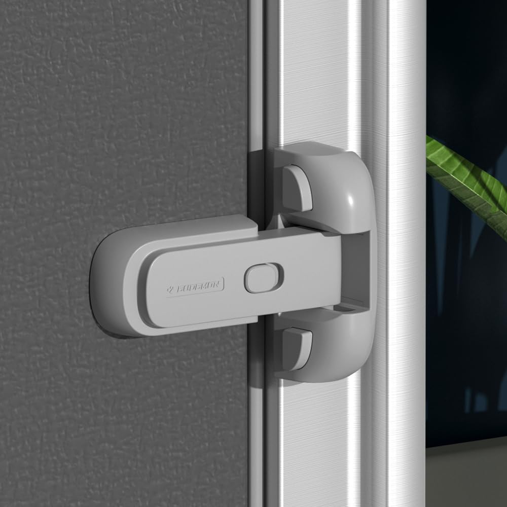 Baby Safety Updated Child Proof Fridge Refrigerator Freezer Lock Apply to Max 1" (25mm) Sealing Strip for Toddlers and Kids No Tools No Drill (1 Count, Grey)