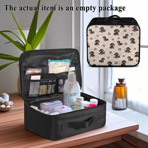 Image of Gomyblomy Dachshund Dogs First Aid Kit Bag Portable First Aid Kit Bag Empty for Travel Business Medium Emergency Kits Medicine Storage Bags for Home Cars Outdoor Activities