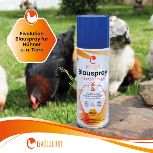 eivolution Blauspray für Hühner und Nutztiere, Wundspray zur Hautpflege mit Dexpanthenol und Oreganoöl, 200 ml