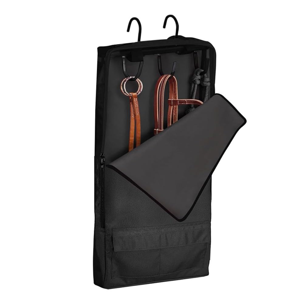 Bolsa de almacenamiento multiusos para arnés para bridas y riendas, gran capacidad, 16 x 3.5 x 30 pulgadas, tela Oxford 1680D resistente con asas, color negro