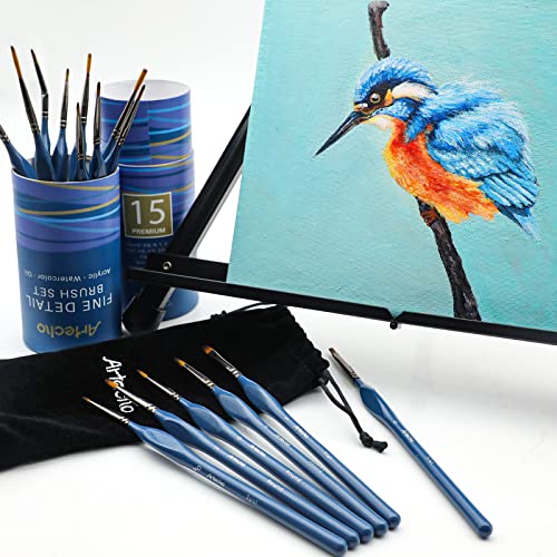 Artecho Detail Paint Brushes Set, Detail Art Brushes 15 Different Sizes For All Levels And Purpose Watercolor Oil Acrylic Gouache Painting, Nail Brush, Premium Nylon Hairs #TOP4