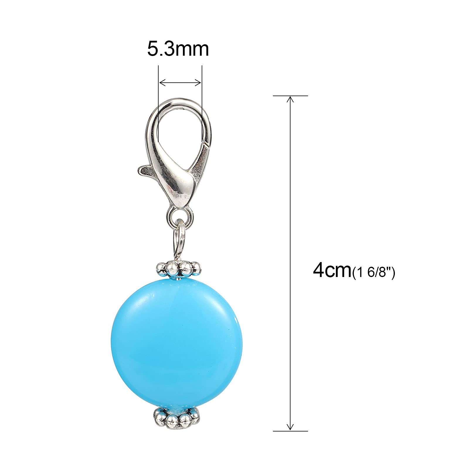 10pcs Blue Stitch Markers For Knitting & Crochet - Locking Clasp Markers With Beaded Charms