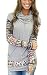 eshion 2015 Womens Long Sleeve Round Neck Splice Shirt Blouse Tops