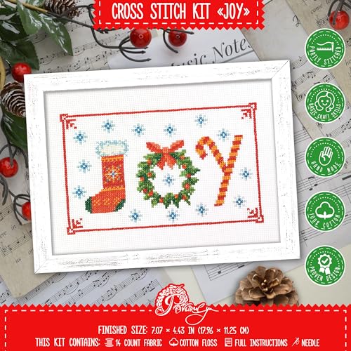 Image of Christmas Counted Cross Stitch Kit for Adult with Inspirational Word Joy