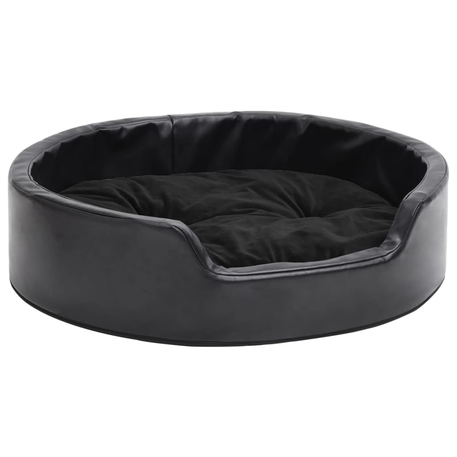 ZHOUMIN Cama para Perros, Sofa Perro, Colchon Perro, Sofá Cama para Mascotas, Felpa y Cuero sintético Negra 69x59x19 cm