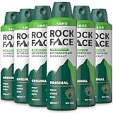 Rock Face Antiperspirant Deodorant for Men - Original Fresh Citrus Scent, 200ml Spray, 48 Hour Protection, Non-Staining, Multipack of 6