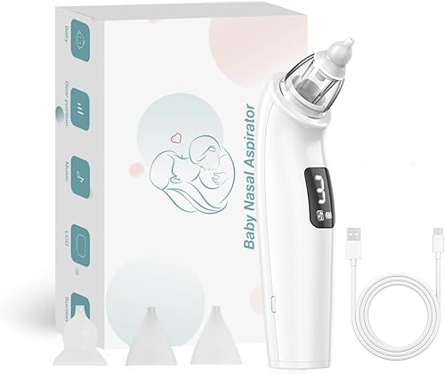 Miniatura 1 de HEYAXA Aspirador nasal eléctrico recargable para bebé, limpiador de nariz infantil con 3 niveles de succión ajustables, succión nasal automática