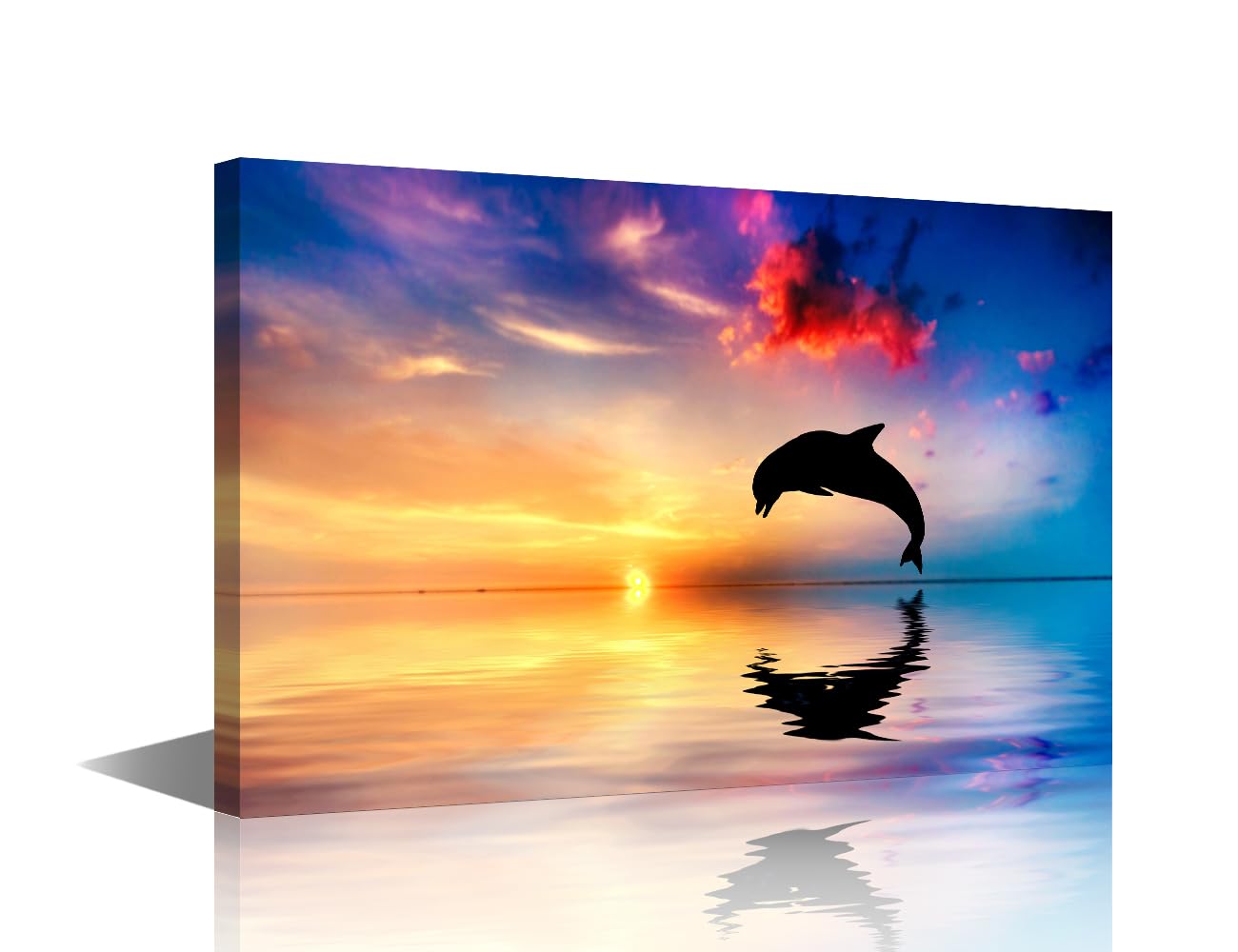 TISHIRON Wall Art Dolphin Jumping Wall Art Bedroom 1 Panels Dolphins Jump in the Sea Wall Prints Prints for Wall Decor Posters & Prints Giclee Print Gallery Packaging Artwork 12" Wx18 H โ image 1