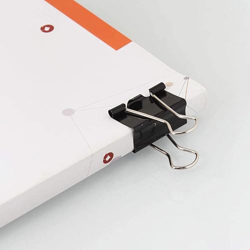 Miniatura 6 de 144 clips de carpeta de 1 pulgada, abrazaderas de papel medianas negras para suministros de oficina, clips metálicos anchos, abrazadera grande para