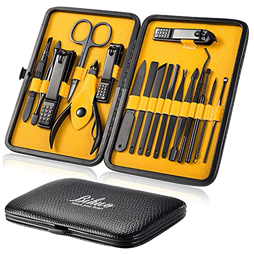 Manicure Set Professional 18Pcs Nail Clippers Pedicure Manicure Tools Grooming Kit Stainless Steel Travel Cuticle Trimmer Nails Hands Foot Care for Men and Women by Bihuo Manicure Set Professional 18Pcs Nail Clippers Pedicure Manicure Tools Grooming Kit Stainless Steel Travel Cuticle Trimmer Nails Hands Foot Care for Men and Women by Bihuo
