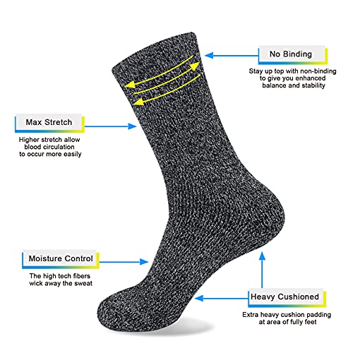 5 Pack Man's Wool Socks for Winter, Thermal Warm Hiking Boot Socks Heavy Soft Cozy Crew Socks4