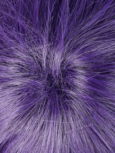 Image of Half and Half Dark Purple Wolf Cut Wig for Narancia Cosplay, Short Black Purple JJBA Anime Wigs with Bangs 16.5'' Shoulder Length Spiky Layered Wigs for Men Women Halloween Party Daily