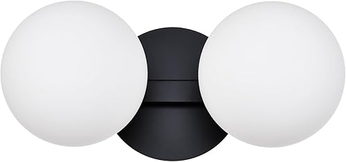 Lámparas de tocador de baño, modernas 2 luces de globo para pared, color negro mate, lámpara de montaje en pared de porche para baño, espejos, Mate