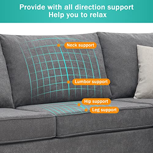 Merax 3 Piece Large Sectioanl Sofa L Shape Sectioal Sofa Couch 88" Sectional Livng Room Sofa For Home Office Use,3 Pillows Included #TOP3