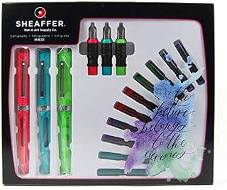 Sheaffer Viewpoint Calligraphy Maxi Kit: 3 Fountain Pens with 3 Nibs, 20 Assorted