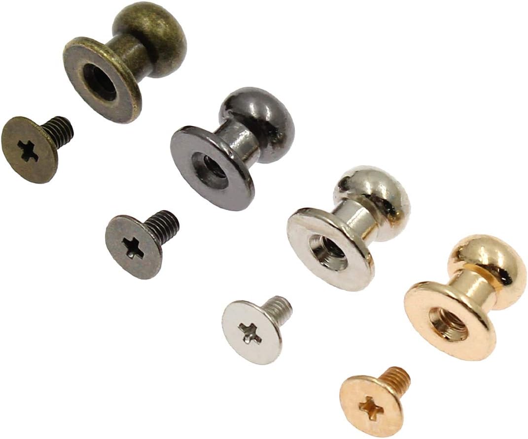 60 Sets Chicago 8mm Round Head Button Phillips Screw Stud Rivet, 4 Colors Leather Rivets Craft Belt for DIY Craft Leather Craft Repairs Decoration