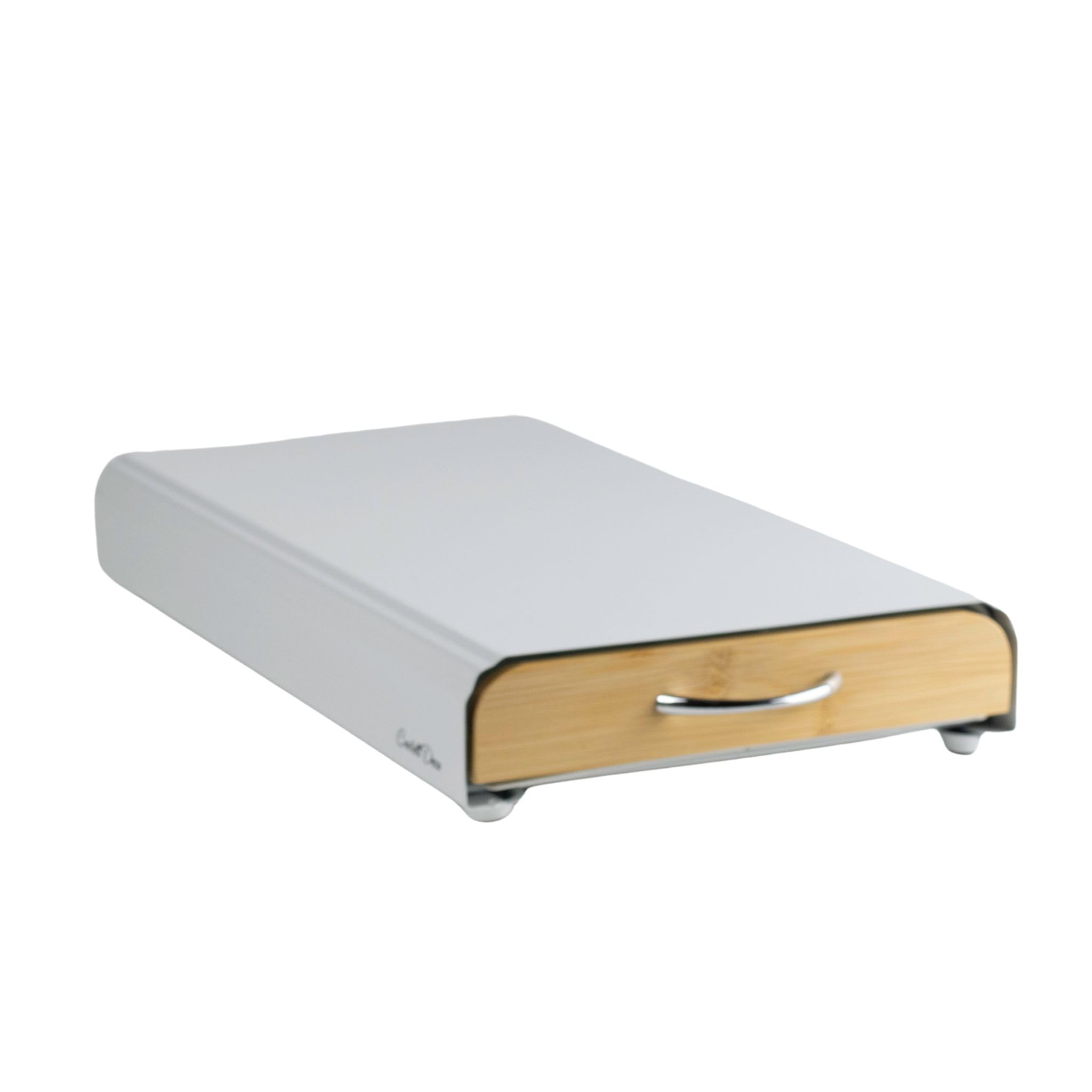 Cajón Cafe Soporte Organizador compatible con Capsulas Nespresso, 100% Metal y Madera, Capacidad 50x, Para almacenar dispensador Capsulas de Café. (Bambu)