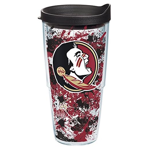 Tervis Made in USA Double Walled Florida State University FSU Seminoles Insulated Tumbler Cup Keeps Drinks Cold & Hot, 24oz, Splatter