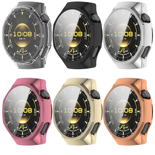 FitTurn [6Pack] for Huawei Watch GT 6 Pro Screen Protector Case, Soft TPU Protective Film Full Protection Face Cover, for Huawei Watch GT 6 Pro Bumper Guard Frame Accessories