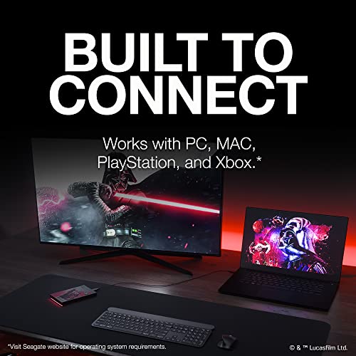 Image of Seagate Darth Vader SE FireCuda External Hard Drive 2TB HDD - USB 3.2, Customisable LED RGB Lighting, Red, for PC, Mac, PlayStation, and Xbox, with 3-yr Rescue Data Recovery Services (STKL2000411)