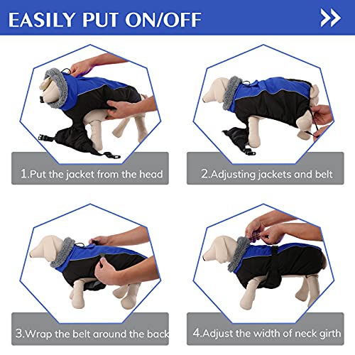 Dentrun Winter Warm Dog Coat Windproof Cozy Dog Jacket Cold Weather Thick Fleece Vest Water Repellent Apparel With Harness/Leash Hole & Reflective For Outdoor Small Medium Large Dogs #TOP1