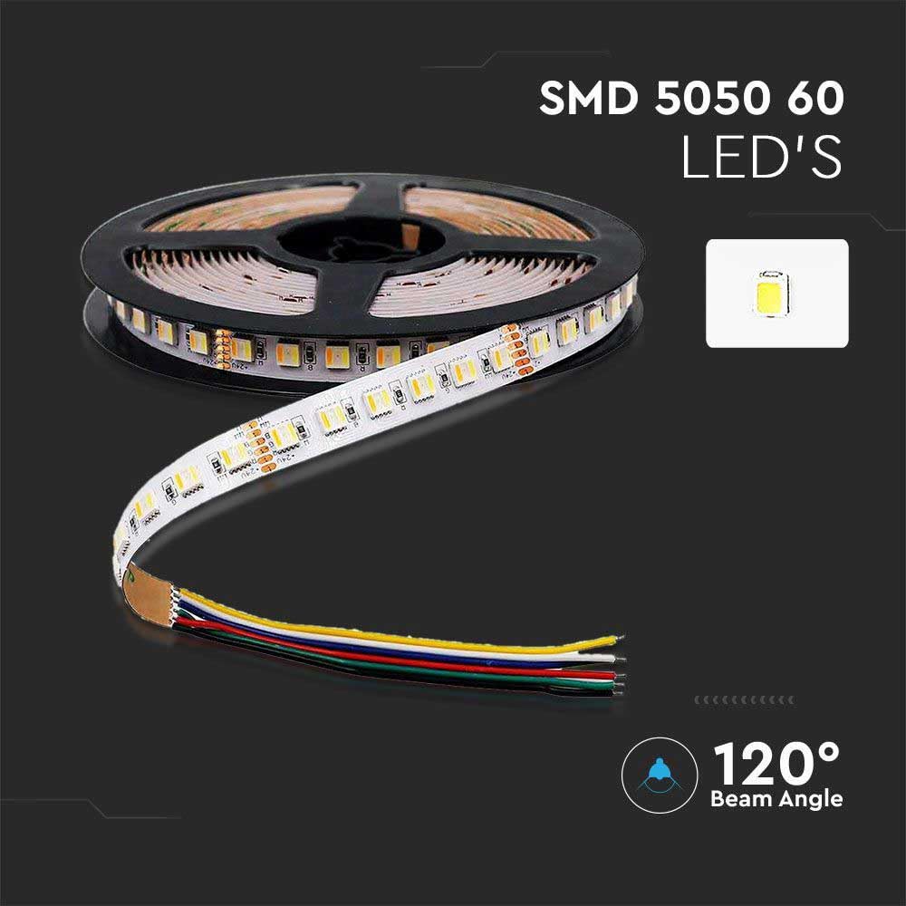 Tira LED RGB CCT de 10 metros, 6 pines, 24 V, 60 ledes por metro