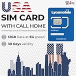 USA SIM Card for travel to the US. Unlimited Local and International calls/texts. Call home for free! Updated 5G Plan with Hotspot/Tethering! 12GB x 1 month