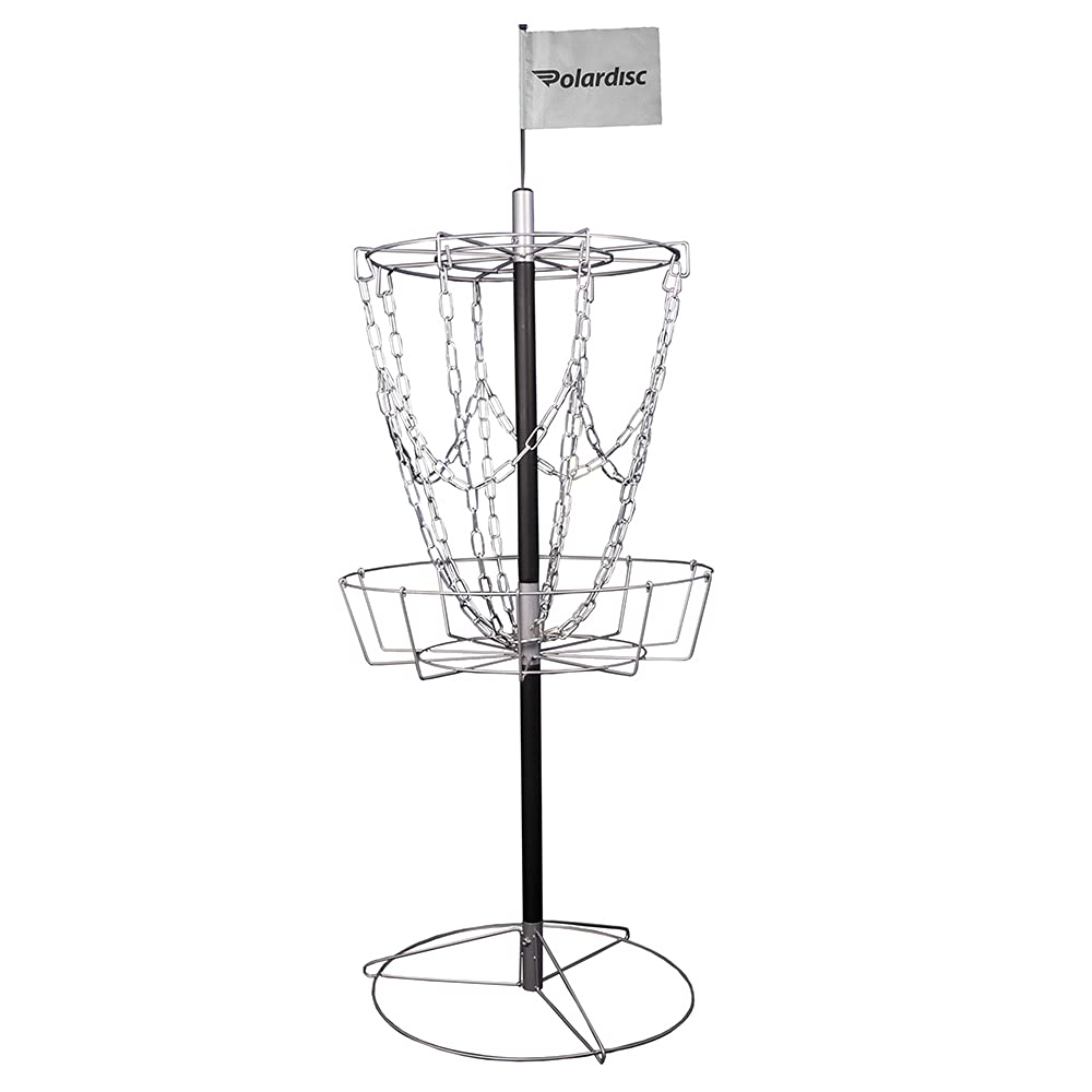 Cesta de golf para disco, color plateado, 120 cm de alto, portátil, fácil de montar y mover – Frisbee Golf