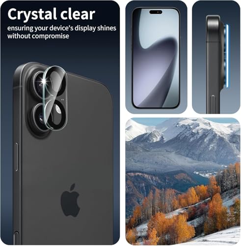 Image of CLITZ 2 Pack Camera Lens Protector for iPhone 17 (6.3 inch), 9H Tempered Glass Camera Lens Cover, Scratch Resistant, Anti-Fingerprint, HD Clear, Bubble Free Easy Installation, Case Friendly Full Coverage Protection