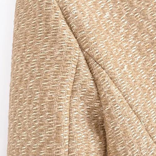Casual Tweed Blazer Jacket for Women Cropped Open Front Button Down Collarless Coat Office Work Business Dress Jackets2