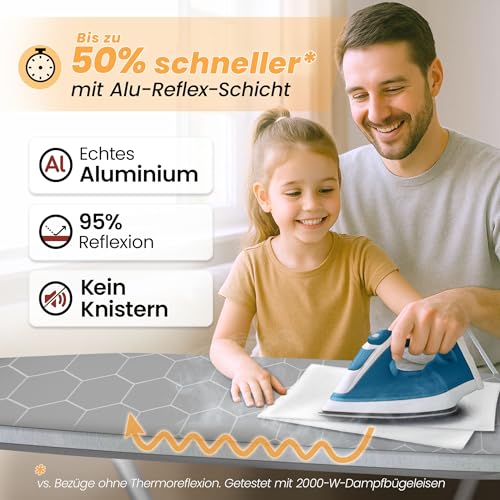arteneur® - Made in Germany Bügelbrettbezug 120x40 | Hitzereflektierend | Gummizug | OEKOTEX100 |...