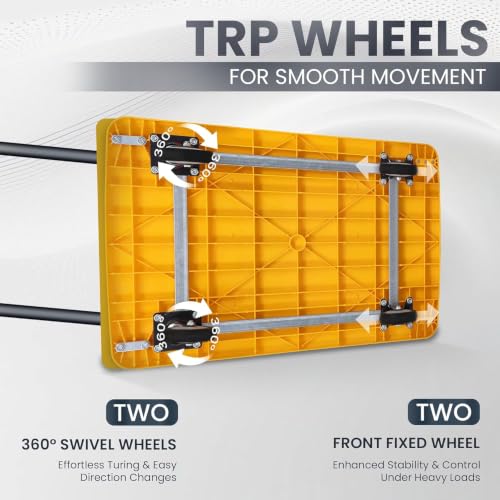 Image of Robustt 200 Kg Heavy-Duty Foldable Platform Trolley (Yellow) | Plastic Hand Truck with 360 Rotating Wheels & Cushioned Grip | Material Handling Cart for Home, Office, Warehouse & Industrial Use