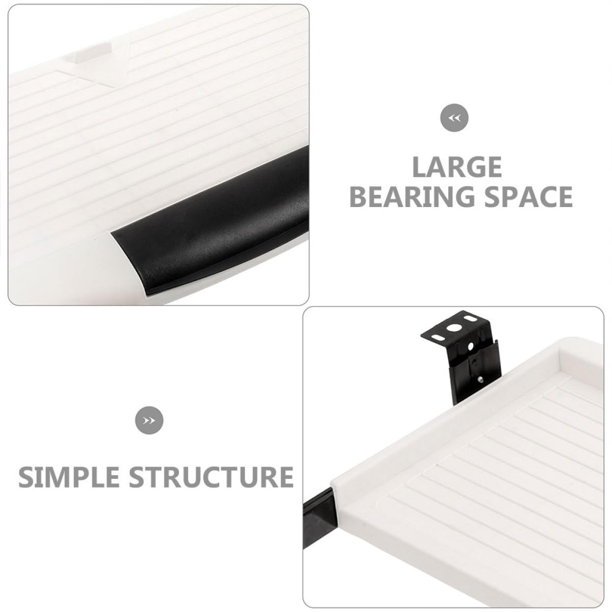 Set di vassoi per tastiera, 35 cm di larghezza, in plastica ABS, con cassetto scorrevole e binario scorrevole per tastiera, per ufficio, casa e computer, design salvaspazio