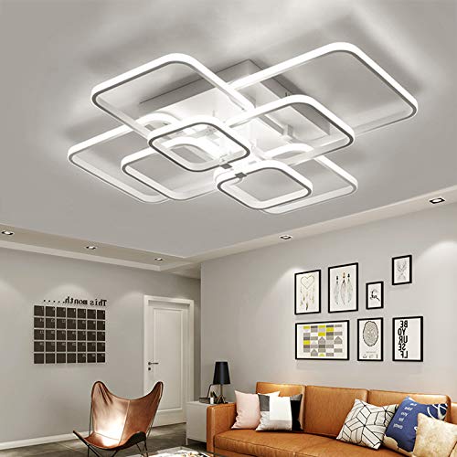 XEMQENER 152W Modern Bedroom Lights, 6000K Daylight LED Ceiling Light, Flush Mount Lighting Fixture for Living Room Lounge Restaurant (8 White Squares, Cool White)