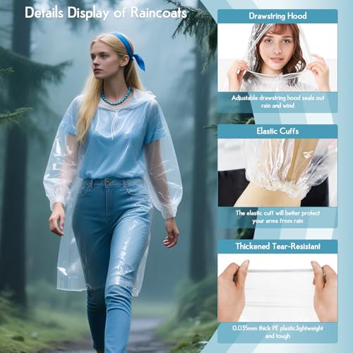 3 Pack Disposable Raincoat For Adults,Raincoat Adults for Men and Women with Hood Family Pack,Emergency Rain coat For Camping,Travelling,Festivals Essentials3