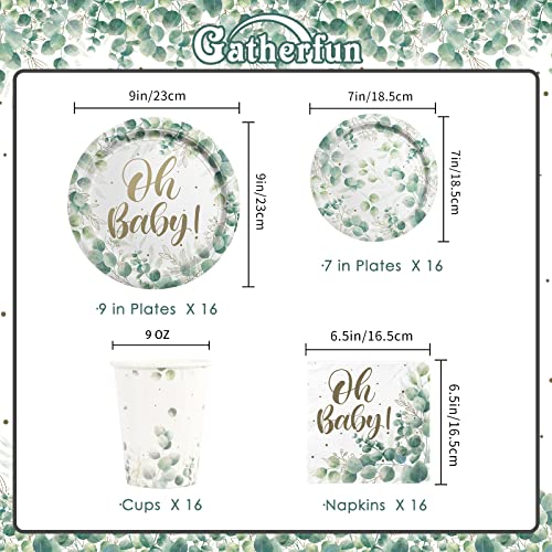 Sage Greenery Baby Shower Party Supplies Disposable Paper Plates Napkins Cups For Boho Greency Party Decorations, Serve 16. #TOP1