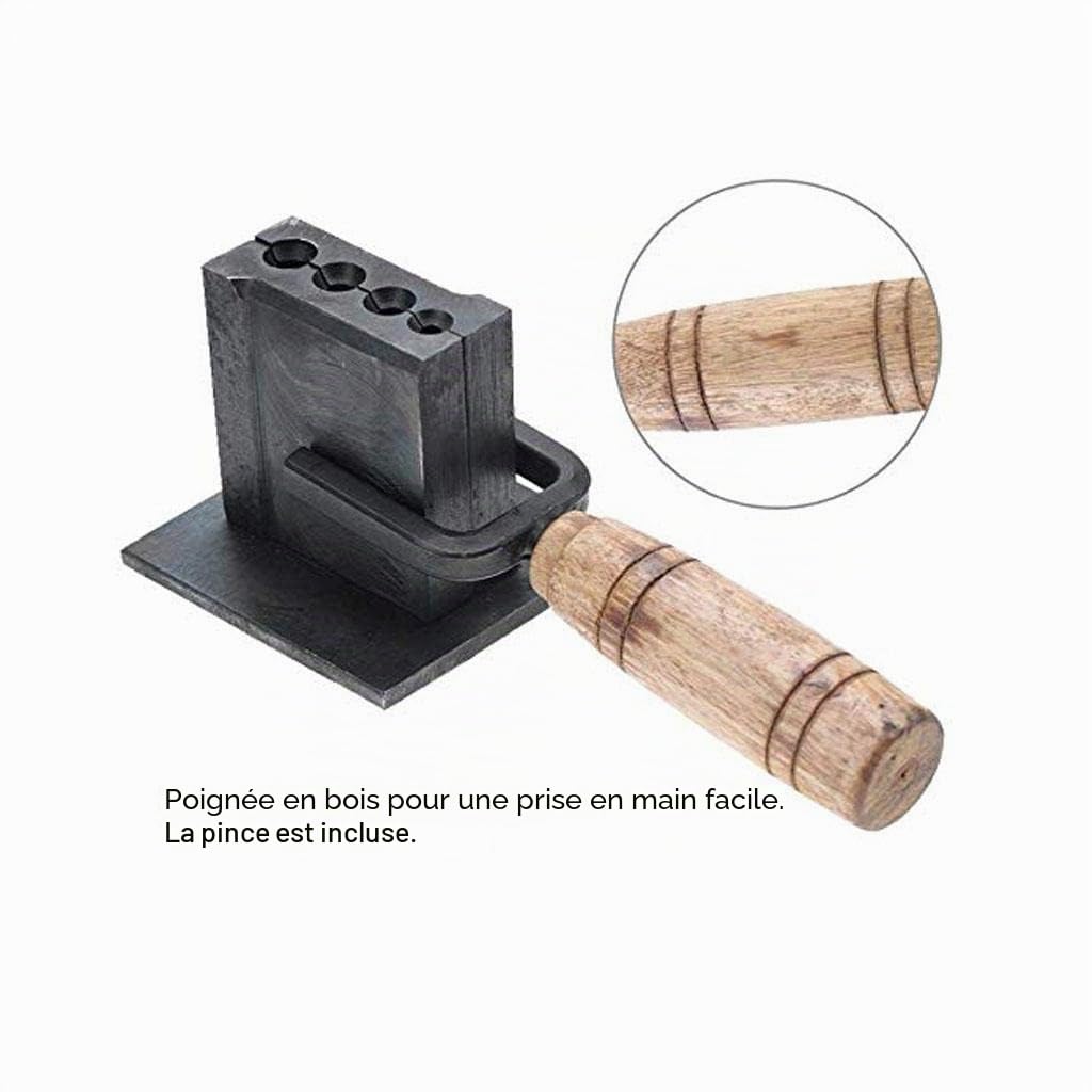 Moule Lingot de Bijouterie Lingotière Réversible pour la Fabrication de Bijoux - Noir, 4 Trous