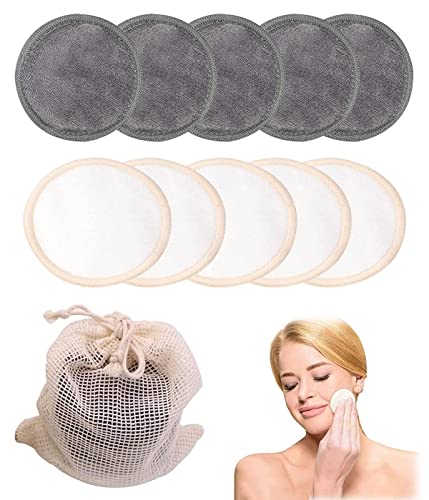 SJBAUTYO 10 Discos Desmaquillantes Reutilizables, Algodones desmaquillantes, Discos Desmaquillantes, Algodones Desmaquillantes Reutilizables, Almohadillas Desmaquillantes bambú