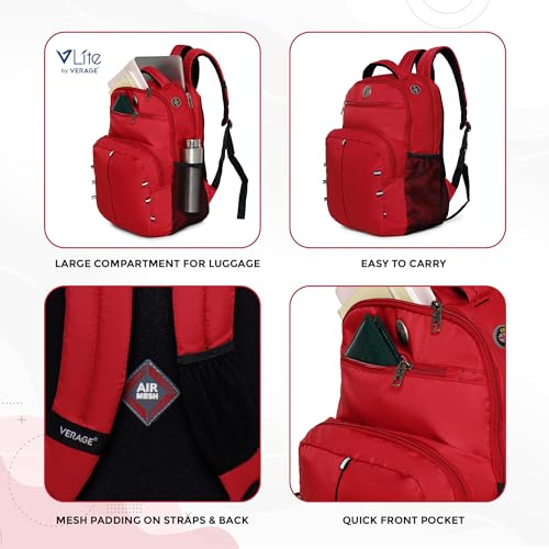 Image of ACEPACK Global 25.91 Liters Water Repellant 17.32 inch Laptop Backpack With Rain Cover For Casual, Outdoor, Office Or Daily Use (Red)