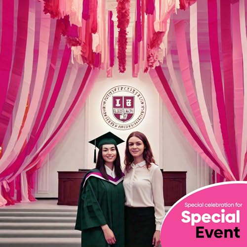Image of 12 Pink Streamers, 984ft Pack of Crepe Paper Bachelorette Party Decorations | Each roll is 82 ft long and 1.8 Inch wide ideal for Birthday Party Decor, Baby showers and Bachelorette Parties
