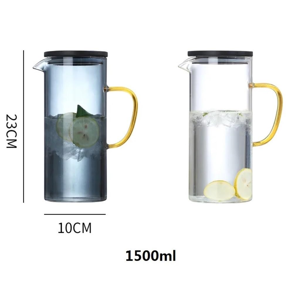 Jarra Agua Fria Jarra de agua fría de vidrio engrosado, tetera for jugo de uso doméstico con asa, jarra for bebidas de té helado con jugo de borosilicato alto Jarra Agua Detox Frutas(Blue)